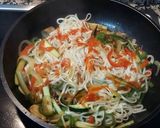 A picture of step 6 of Ramen Noodles with Vegetables and Shrimp.