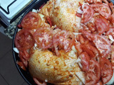Pollo al horno con verduras y arroz con limón para acompañar