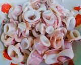 A picture of step 2 of Bánh xèo with Shrimp, Pork, Squid, and Quail Eggs.