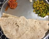 A picture of step 4 of Jowar Bhakari with vegetable.
