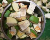 A picture of step 2 of Mango Pickle/ Avakaya.