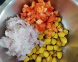 A picture of step 1 of Chickpea Bhel.