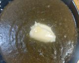 A picture of step 4 of Sarson ka Saag with makai roti.