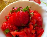 A picture of step 4 of Strawberry Salsa.