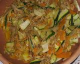 Foto del paso 1 de la receta: Pollo deshilado con vegetales salteados #superfamilia
