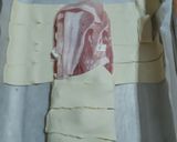 Foto del paso 2 de la receta Trenza hojaldre, bacon, queso cabra y jamón york