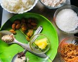 A picture of step 1 of Coconut rice with tricolour Salad.
