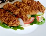 A picture of step 4 of My Buttermilk coated chicken on Soft Focaccia Bread with Salad.