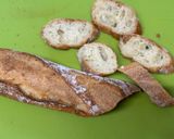 A picture of step 1 of Rusk from leftover Baguettes.
