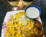 A picture of step 7 of Alu mattar Biryani.