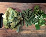 A picture of step 1 of Stir fried greens with herbs.