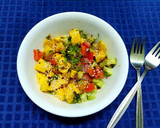 A picture of step 2 of Mango Cucumber Salsa.