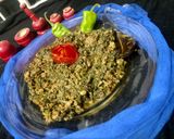A picture of step 4 of Qeema palak.