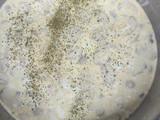 Espagueti blanco con Camarones con champiñones y pechuga de pollo