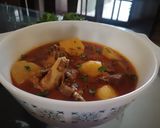 A picture of step 8 of Beef Aloo gosht.