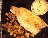 Foto del paso 8 de la receta: Lubina a la Plancha con Calabacín y Papitas a la Mantequilla al Wok con Mayonesa de Trufa