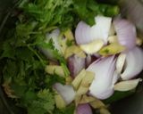 A picture of step 1 of Coriander pulav.