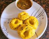 A picture of step 5 of Maize flour dhokla.