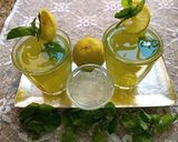 A picture of step 3 of AloeVera, mint and lemon juice.