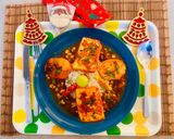 A picture of step 8 of Tawa Paneer Steak on Garlic Rice with Vegetarian 🌱 🍅Gravy ~Unique Party Fusion🥳😋❣️.