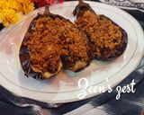 A picture of step 6 of Karniyarik or Turkish stuffed Eggplants with ground Beef.