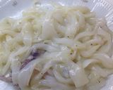 A picture of step 7 of Linguine Risottate with Calamari on Zucchini Cream.