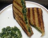 A picture of step 7 of Spinach Capsicum cheese Sandwich (brown bread) (jain/regular).