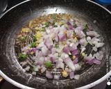 A picture of step 2 of Turnip saag with makki roti.