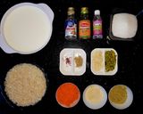 A picture of step 1 of Tricolour phirni.