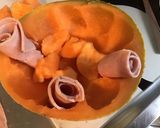 Une image de l'étape 3 de Melon aux deux jambons,mozzarella di buffala et basilic.