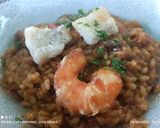Foto del paso 9 de la receta: Arroz cremoso de setas, con rape y langostinos crujientes 😘😘, aromatizado con salsa de trufas