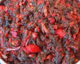A picture of step 3 of Laal Saag { Red Amarnath Leaves }.