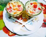 A picture of step 4 of Delicious tasty Kesar mango watermelon papaya juciy fruit custard.