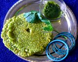 A picture of step 4 of Hariyali sabudana thalipeeth.
