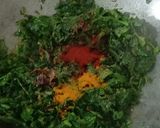A picture of step 2 of Chaulai k saag /amaranth leaves sabzi.