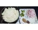 A picture of step 1 of Bhagara leftover rice.