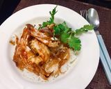 รูปขั้นตอนการทำที่ 4 ของ กุ้งแชบ๊วยทอดราดซอสมะขามราดข้าว(แย่งกุ้งกับอาโกวมา)