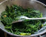 A picture of step 2 of Shepu chi bhaji (dill leaves curry).