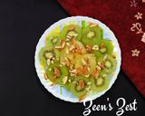 A picture of step 3 of Green and Sun Gold Kiwis Salad with toasted Almonds.