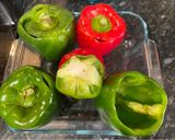 A picture of step 1 of Greek Stuffed peppers (known as “politika gemista” in Greek).