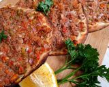 A picture of step 4 of Lahm bi Ajeen (Middle Eastern Meat Pies).
