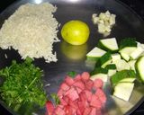 A picture of step 1 of Rice Chicken vegetable soup.