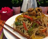 A picture of step 3 of Chicken Vegetable Noodles #CookpadRamadan.