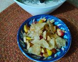 A picture of step 3 of Papri fruit chat.