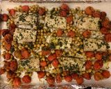 A picture of step 6 of Roasted Tofu with Chickpeas, Tomatoes and Tahini.