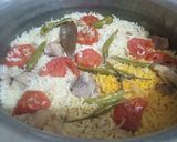 A picture of step 4 of Lahori pulao.