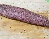 A picture of step 2 of Black Pepper Crusted Pork Tenderloin With Black Cherry Reduction.