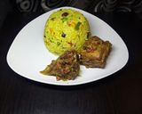 A picture of step 12 of Fried rice and Baked Chicken.