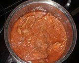 A picture of step 4 of White rice sprinkled with carrot,Chicken stew and veggies.