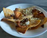 A picture of step 4 of Homemade Nachos with Fajita Tortillas in the Air Fryer.